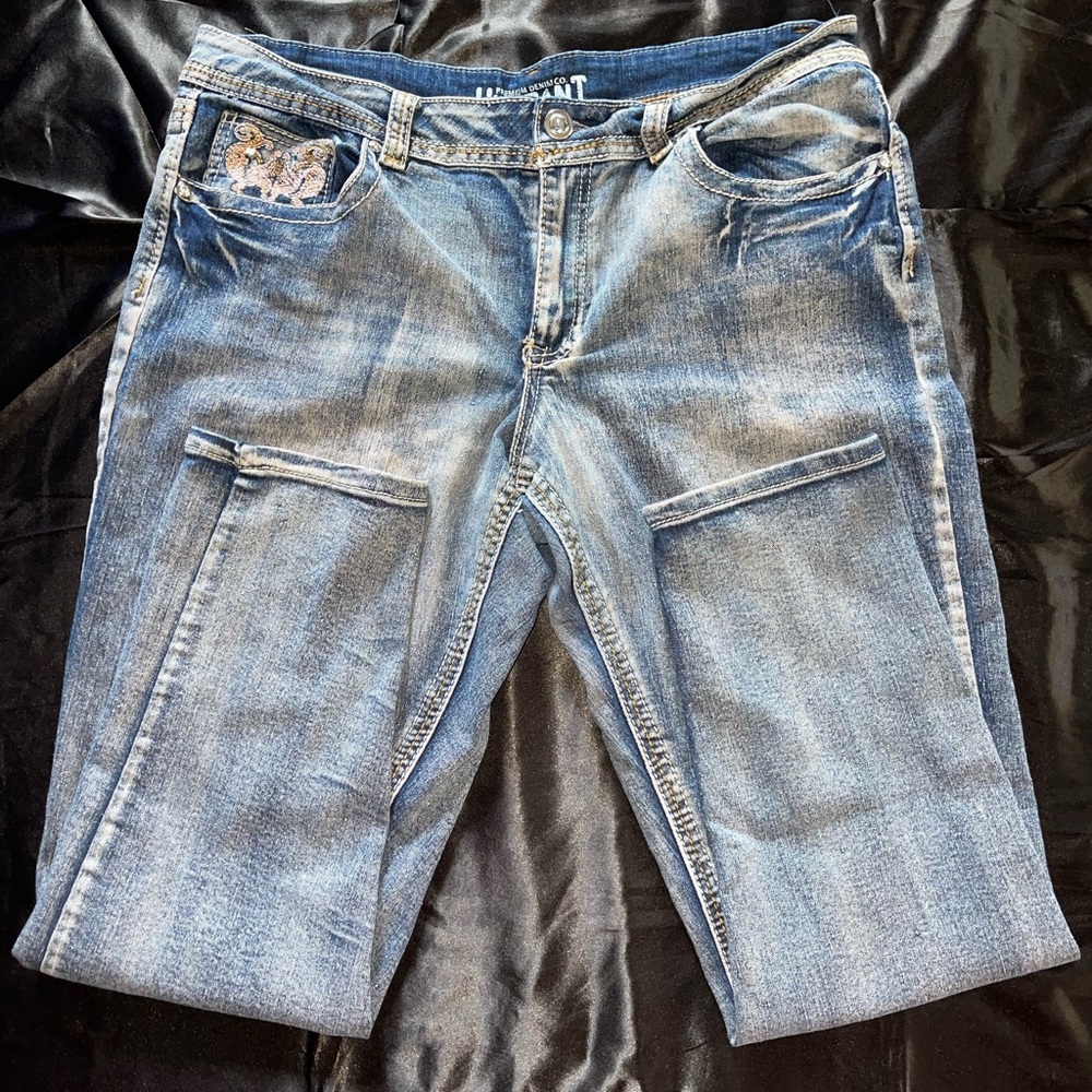 Y2k Light wash embellished jeans